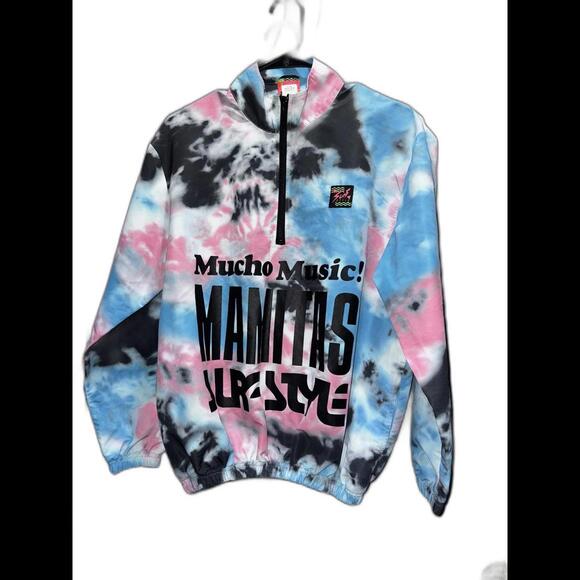 Vintage 90s Tie-Dye Half-Zip Sweatshirt - Mucho Music! by Manitas Small - Picture 1 of 7
